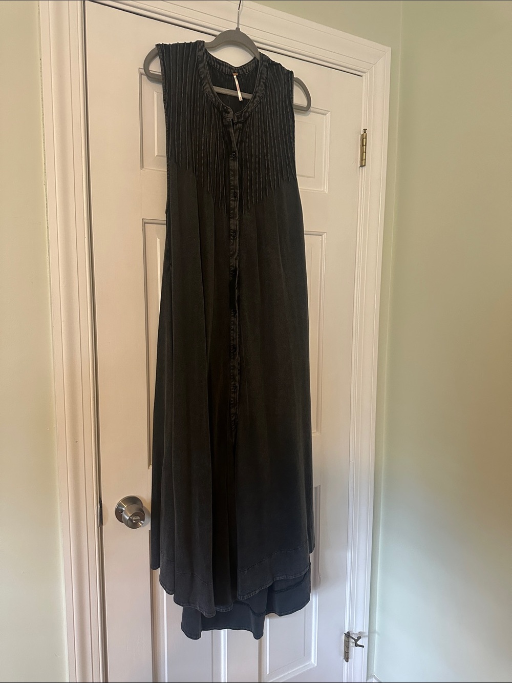 Free People Black Sleeveless Button-Front Maxi Dress